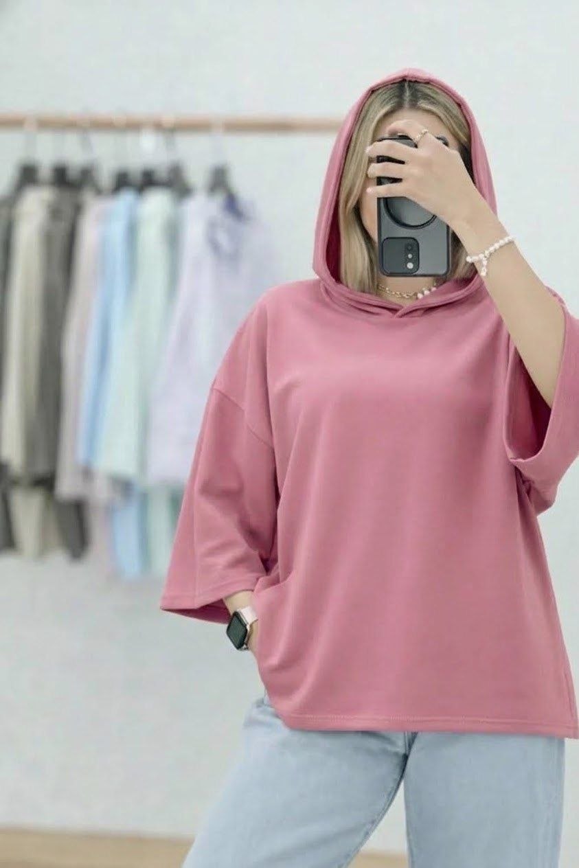 تیشرت پنبه سوپر کلاهدار زنانه